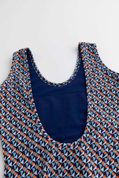 Full-print checkered swimsuit