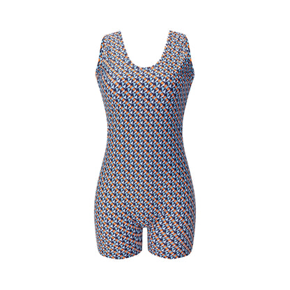 Full-print checkered swimsuit