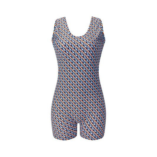 Full-print checkered swimsuit